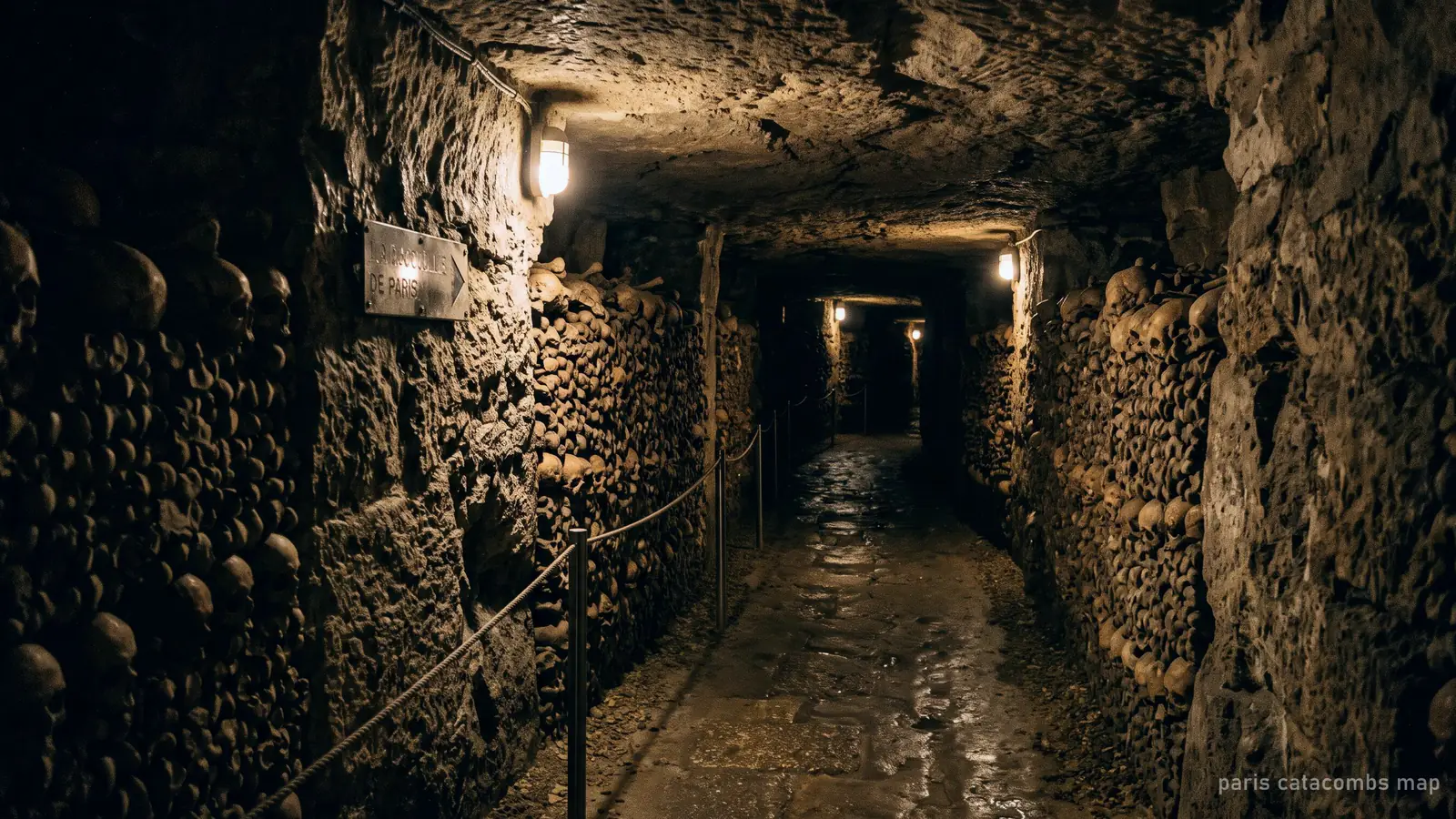 Catacombs of Paris, Paris: paris catacombs map: the visitor route, entrance and exit